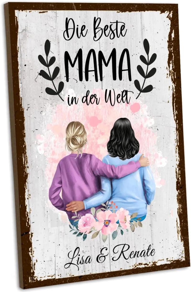 schilderkreis24 - Personalisiertes Holzschild für Mutter und Tochter