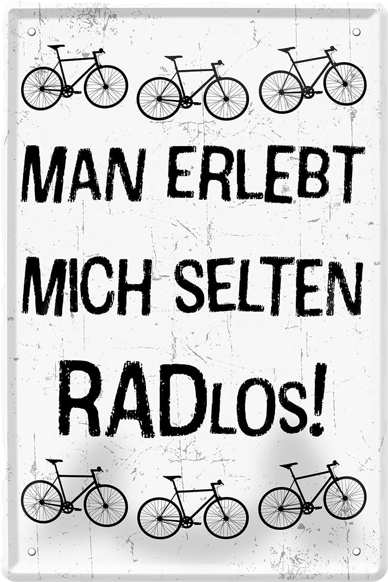 fahrrad fahren lustige sprüche Schilderkreis24 – Blechschild Lustiger Fahrrad Spruch 'Man... RADlos!' – schilderkreis24