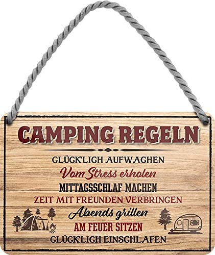 sprüche zelten Blechschilder Lustiger Spruch: “Camping Regeln“ Camping Fans 18x12 cm – schilderkreis24