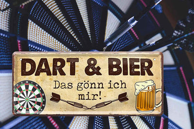 Blechschild Lustiger Spruch "Dart & Bier das gönn ich Mir" 28x12 cm