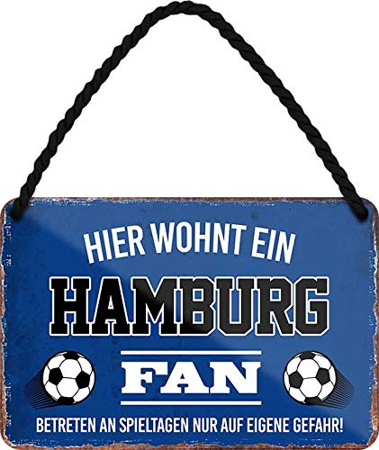 Targa Metallica Hansa Fan – "Hier Wohnt Ein Hansa Fan" (18x12 Cm) Con Cordino E Ventosa