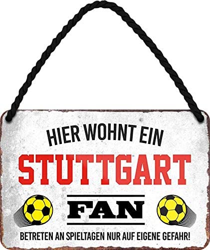 Blechschild 'HIER WOHNT EIN Wolfsburg Fan' 18x12cm - Lustige Deko Für Fußball Fans