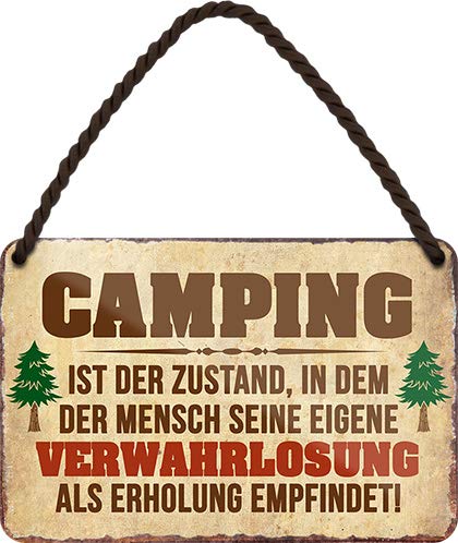 lustige camping sprüche Blechschilder Lustiger Spruch “Camping Zustand“ Deko Schild Geschenkidee für Camping Fans 18x12 cm