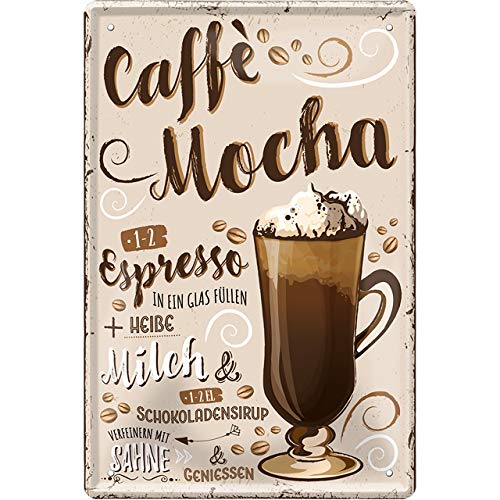 Blechschild Lustiger Kaffee Spruch "Caffe Mocha“ Geschenkidee Deko