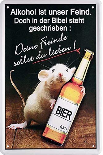 lustige Deko Schilder für Männer - Bier Unser Amen - Bier Sprüche  Blech-Schild