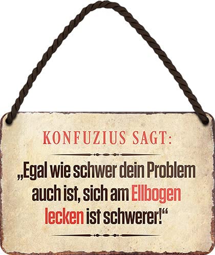 Blechschild Lustiger Spruch “Konfuzius SAGT“ Geschenkidee Deko