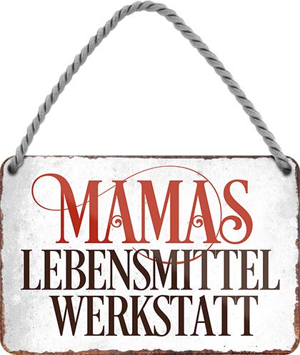 Blechschild Lustiger Spruch "Mamas Lebensmittel “ Geschenkidee Frau