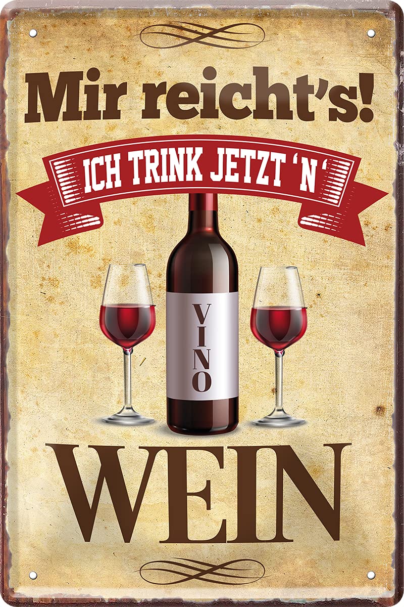 Targa in metallo divertente con alcol Gin Trink scritta: und am Ende ERGIBT Alles EINEN Gin., decorazione per porta in metallo, divertente regalo Targa in metallo divertente con alcol Gin Trink scritta: und am Ende ERGIBT Alles EINEN Gin., decorazione per porta in metallo, divertente regalo