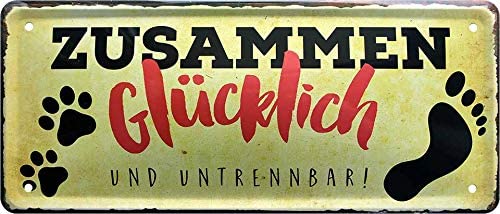 Blechschilder Lustiger Spruch “Zusammen glücklich“ Geschenkidee Deko
