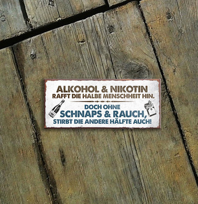 schilderkreis24 – Magnet Lustiger Spruch “Alkohol und Nikotin“ Deko Geschenkidee Mann Frau 9,3x4cm