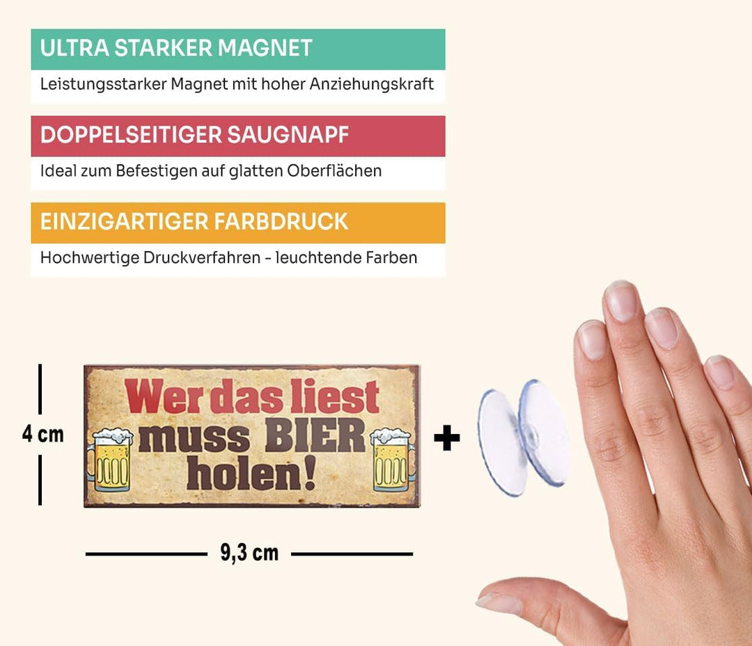 schilderkreis24 – Magnet Lustiger Bier Spruch “Wer das liest muss Bier Holen!“ Deko Geschenkidee Mann Frau 9,3x4cm