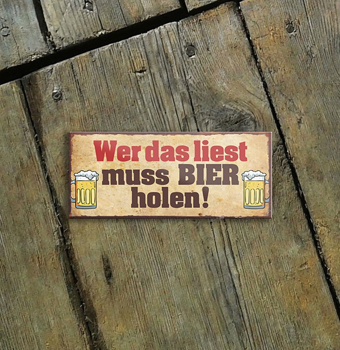 schilderkreis24 – Magnet Lustiger Bier Spruch “Wer das liest muss Bier Holen!“ Deko Geschenkidee Mann Frau 9,3x4cm