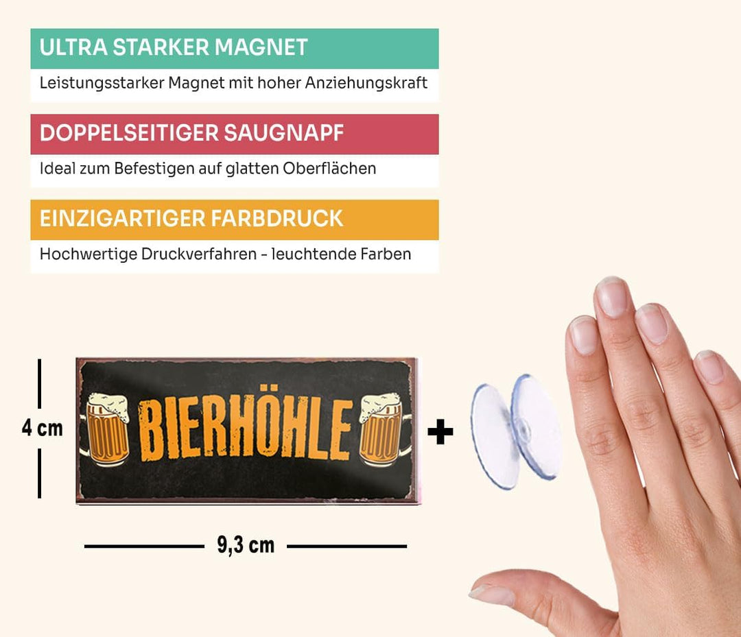 schilderkreis24 – Magnet Lustiger Spruch “Bierhöhle“ Deko Geschenkidee Mann Frau 9,3x4cm