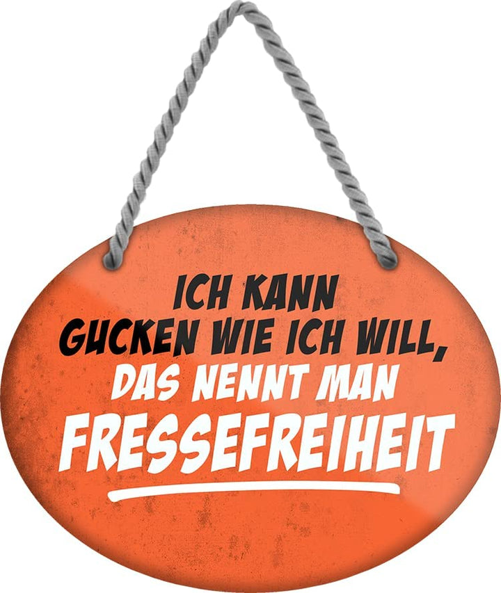 schilderkreis24 – Blechschild Lustiger Spruch “Fressefreiheit“ Deko Geschenkidee Mann Frau 18x14cm