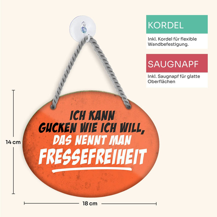 schilderkreis24 – Blechschild Lustiger Spruch “Fressefreiheit“ Deko Geschenkidee Mann Frau 18x14cm