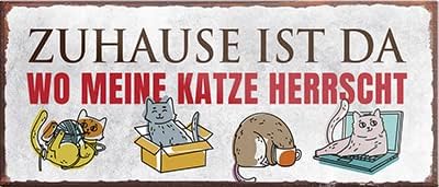 schilderkreis24 – Magnet Lustiger Spruch “Zuhause ist da wo Meine Katze herrscht“ Deko Geschenkidee Mann Frau 9,3x4cm