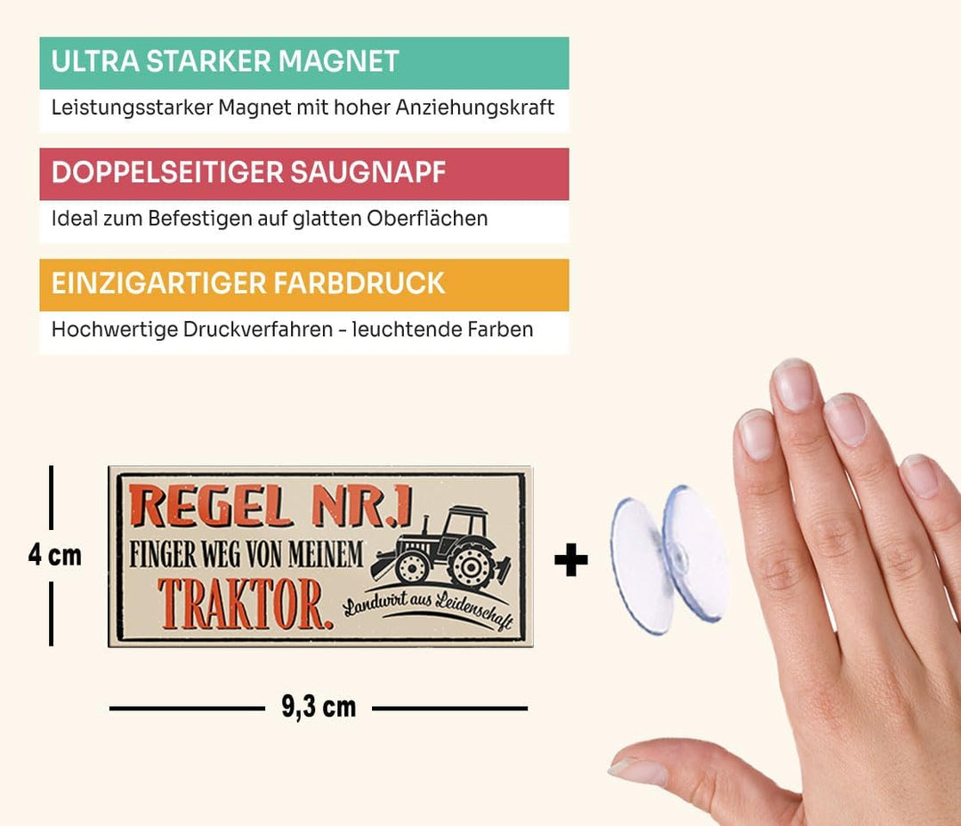 schilderkreis24 – Magnet Lustiger Traktor Spruch “Regel Nr.1“ Deko Geschenkidee Mann Frau 9,3x4cm