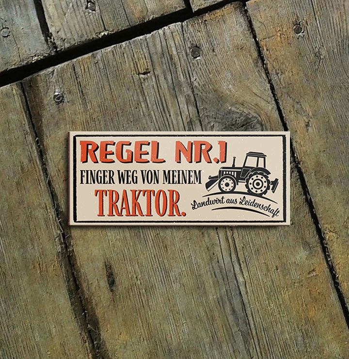 schilderkreis24 – Magnet Lustiger Traktor Spruch “Regel Nr.1“ Deko Geschenkidee Mann Frau 9,3x4cm