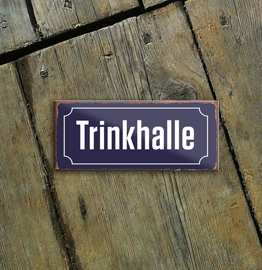 schilderkreis24 – Magnet Straßenschild “Trinkhalle“ Deko Geschenkidee Mann Frau 9,3x4cm