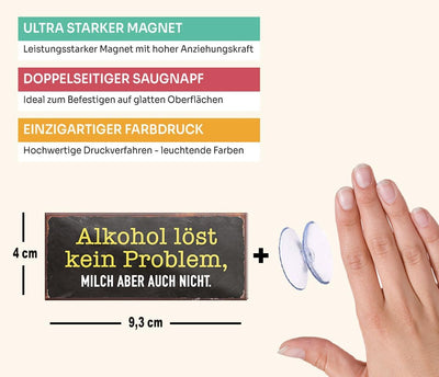 schilderkreis24 – Magnet Lustiger Spruch “Alkohol löst kein Problem..“ Deko Geschenkidee Mann Frau 9,3x4cm