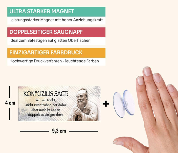 schilderkreis24 – Magnet Lustiger Bier Spruch “Konfuzius SAGT: wer viel trinkt..“ Deko Geschenkidee Mann Frau 9,3x4cm