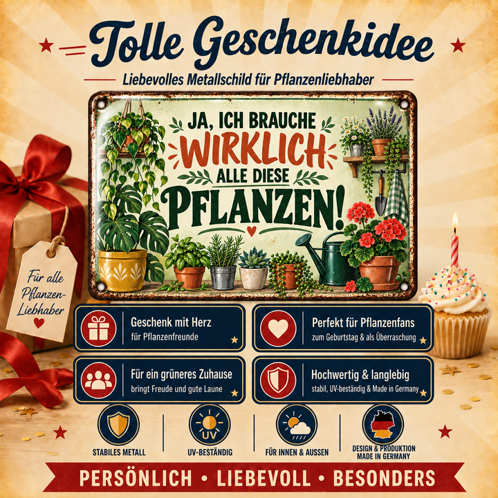 Alle diese Pflanzen Metallschild – Pflanzenliebe von Leotie – Geschenkidee, 30 × 20 cm