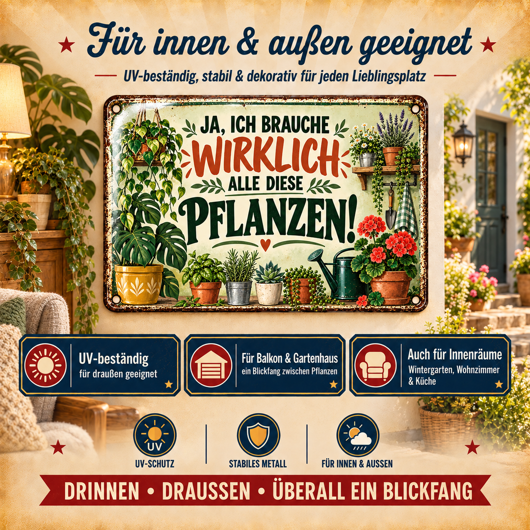 Alle diese Pflanzen Metallschild – Pflanzenliebe von Leotie – Dekoration für innen und außen, 30 × 20 cm