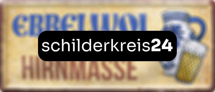 schilderkreis24 Blechschild 28x12 cm - "Ebbelwoi verdoppelt die Hirnmasse" – witzige Wanddeko und Geschenkidee für Apfelweinliebhaber