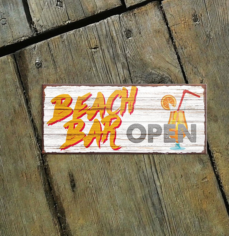 schilderkreis24 – Magnet Lustiger Spruch “Beach Bar Open“ Deko Geschenkidee Mann Frau 9,3x4cm