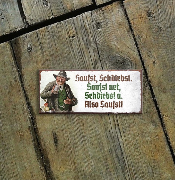 schilderkreis24 – Magnet Lustiger Bier Spruch “Saufst,Schdirbst..“ Deko Geschenkidee Mann Frau 9,3x4cm