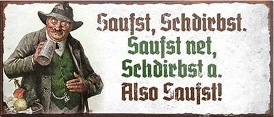 schilderkreis24 – Magnet Lustiger Bier Spruch “Saufst,Schdirbst..“ Deko Geschenkidee Mann Frau 9,3x4cm