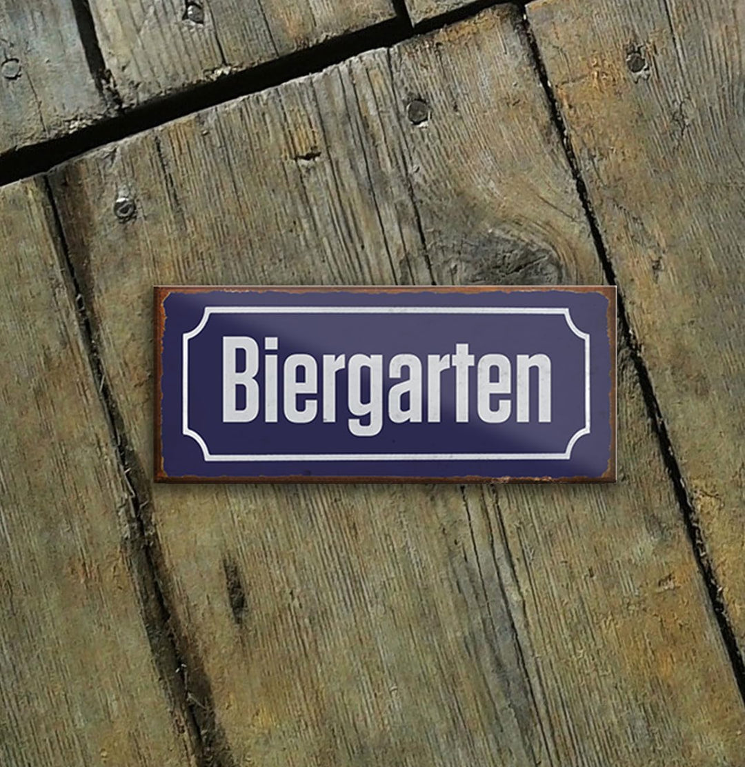 schilderkreis24 – Magnet Straßenschild “Biergarten“ Deko Geschenkidee Mann Frau 9,3x4cm