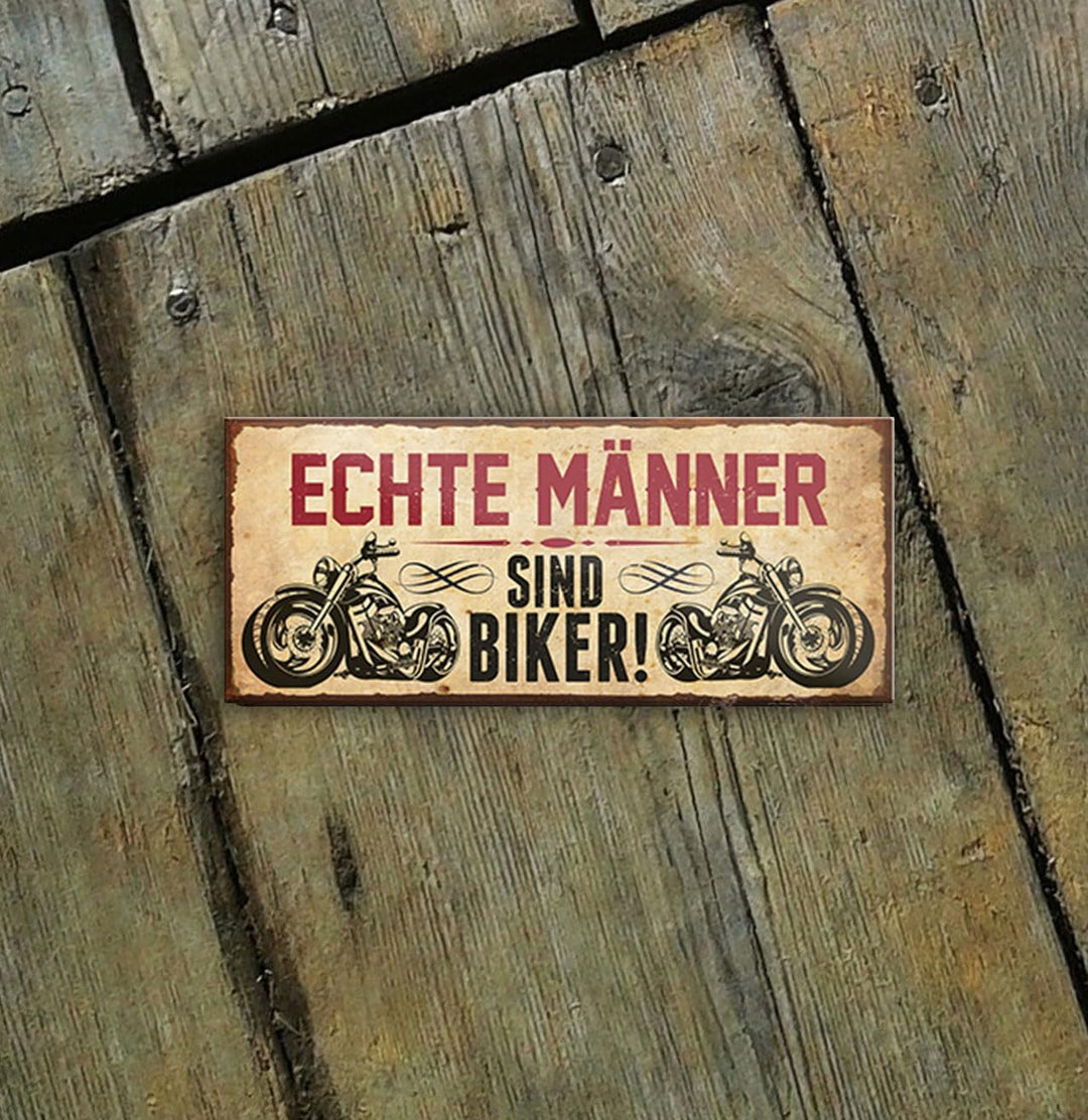 schilderkreis24 – Magnet Lustiger Motorrad Spruch “Echte Männer sind Biker!“ Deko Geschenkidee Mann 9,3x4cm