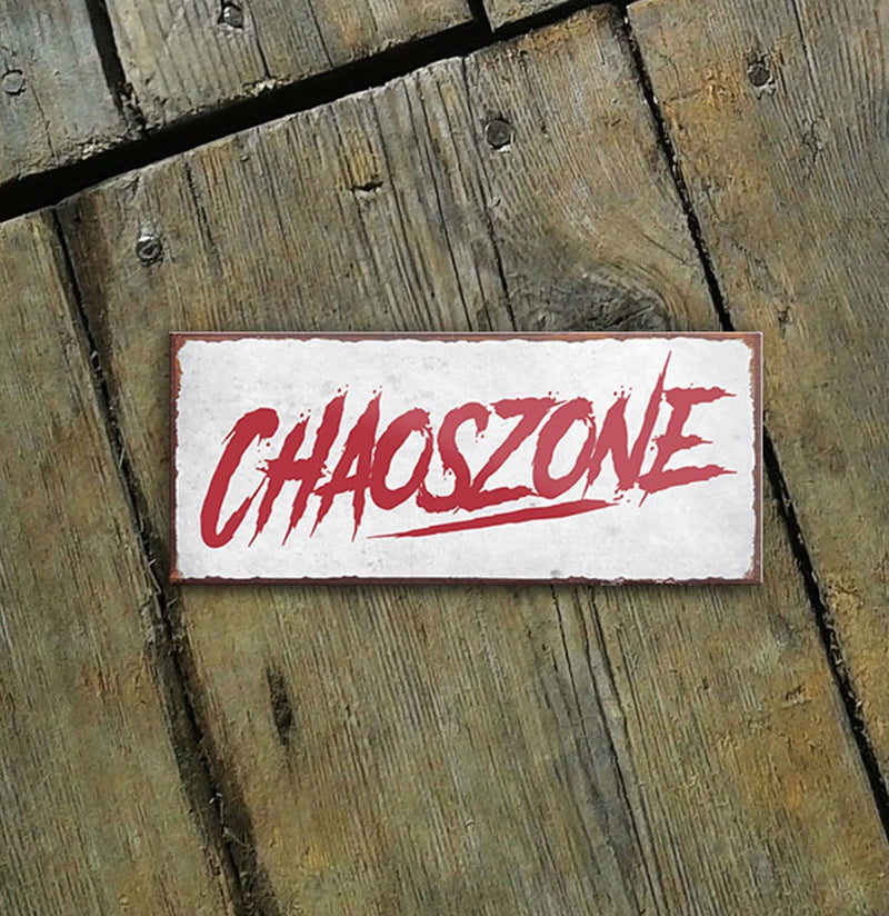 schilderkreis24 – Magnet Lustiger Spruch “Chaoszone“ Deko Geschenkidee Mann Frau 9,3x4cm