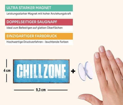 schilderkreis24 – Magnet Lustiger Spruch “Chillzone“ Deko Geschenkidee Mann Frau 9,3x4cm