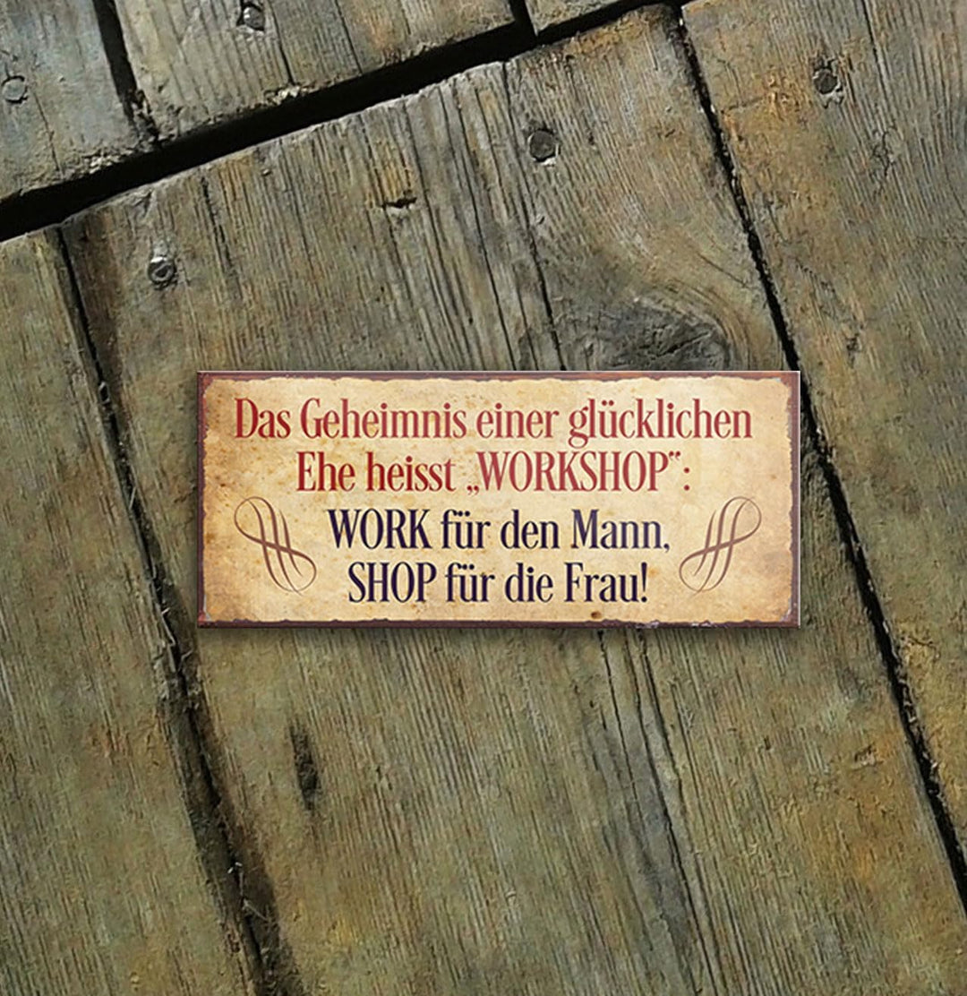 schilderkreis24 – Magnet Lustiger Spruch “Das Geheimnis Einer glücklichen Ehe“ Deko Geschenkidee Mann Frau 9,3x4cm