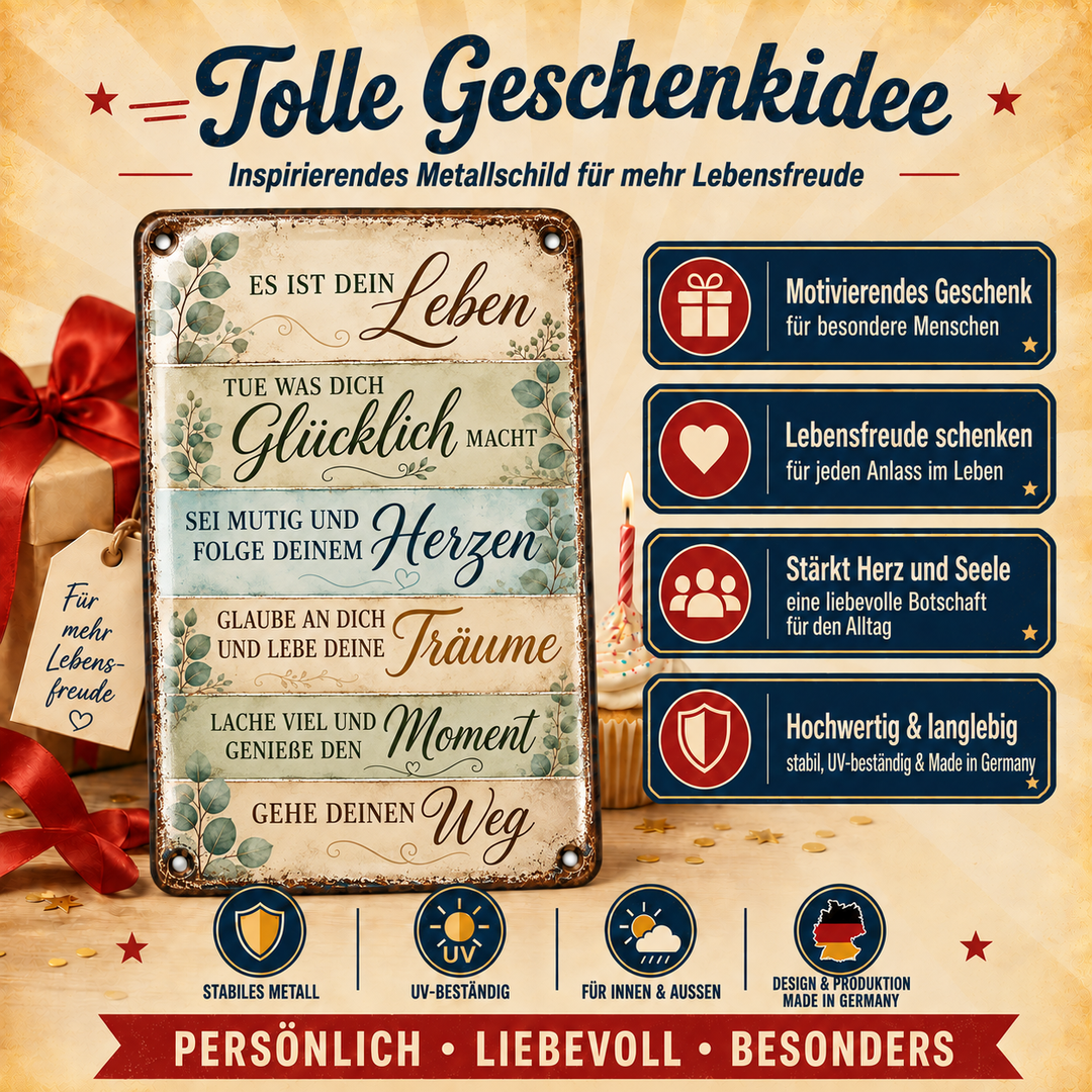 Es ist dein Leben Metallschild – Eukalyptus von Leotie – Geschenkidee, 20 × 30 cm