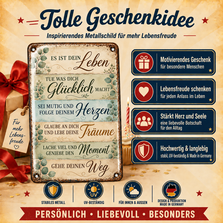 Es ist dein Leben Metallschild – Eukalyptus von Leotie – Geschenkidee, 20 × 30 cm