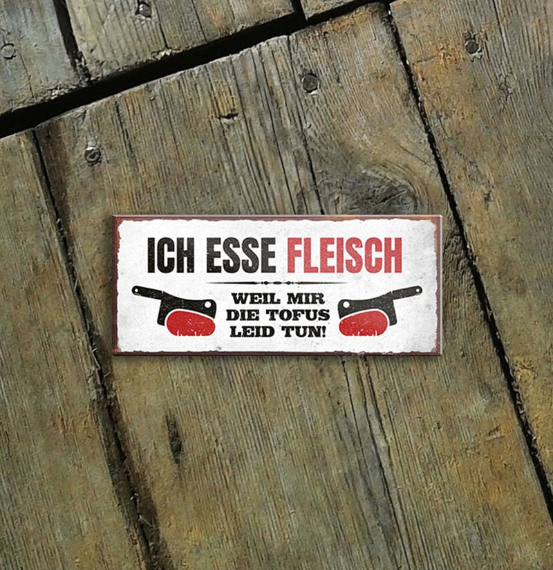 schilderkreis24 – Magnet Lustiger Grill Spruch “Ich Esse Fleisch“ Deko Geschenkidee Mann Frau 9,3x4cm