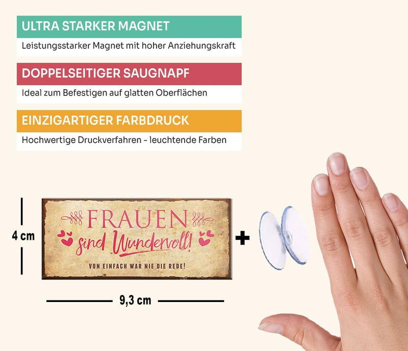 schilderkreis24 – Magnet Lustiger Spruch “Frauen sind Wundervoll!“ Deko Geschenkidee Mann Frau 9,3x4cm