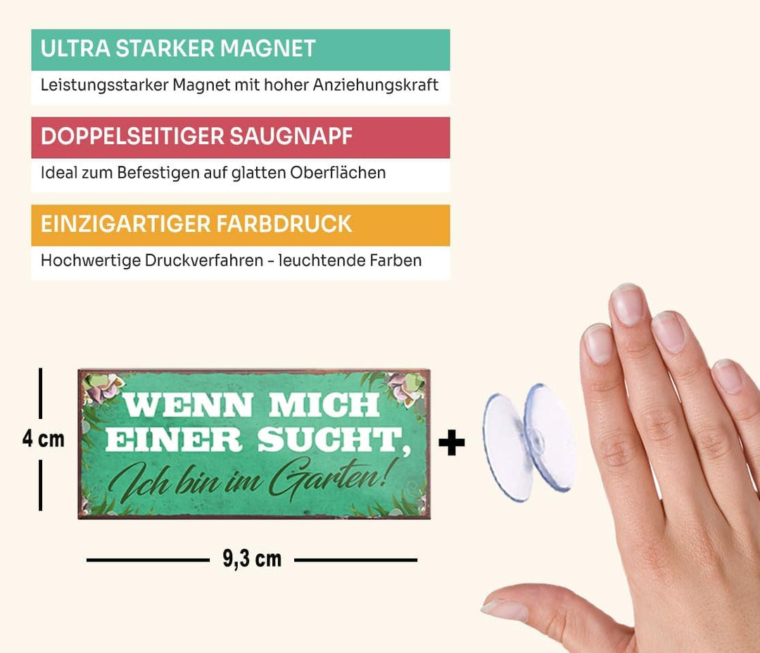 schilderkreis24 – Magnet Lustiger Spruch “Ich Bin im Garten!“ Deko Geschenkidee Mann Frau 9,3x4cm