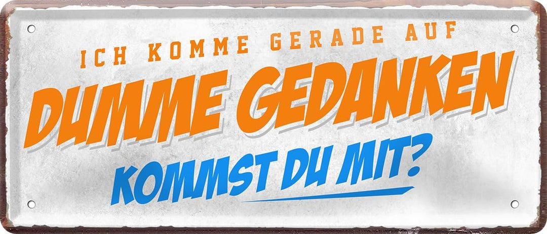 schilderkreis24 – Blechschild „Ich komme gerade auf dumme Gedanken, kommst du mit?“ – Humorvolles Metallschild für Wohn- und Freizeitbereiche