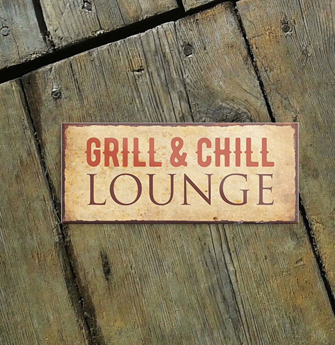 schilderkreis24 – Magnet Lustiger Spruch “Grill & Chill Lounge“ Deko Geschenkidee Mann Frau 9,3x4cm