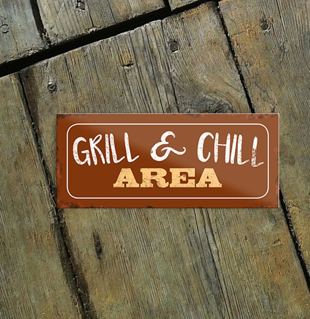 schilderkreis24 – Magnet Lustiger Spruch “Grill & Chill Area“ Deko Geschenkidee Mann Frau 9,3x4cm