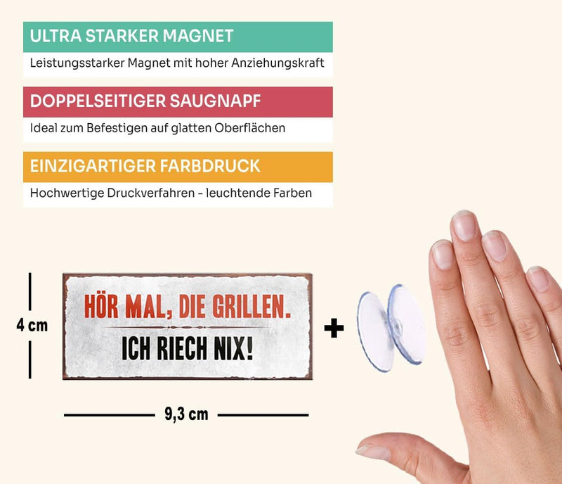 schilderkreis24 – Magnet Lustiger Grill Spruch “Hör mal, die Grillen.“ Deko Geschenkidee Mann Frau 9,3x4cm