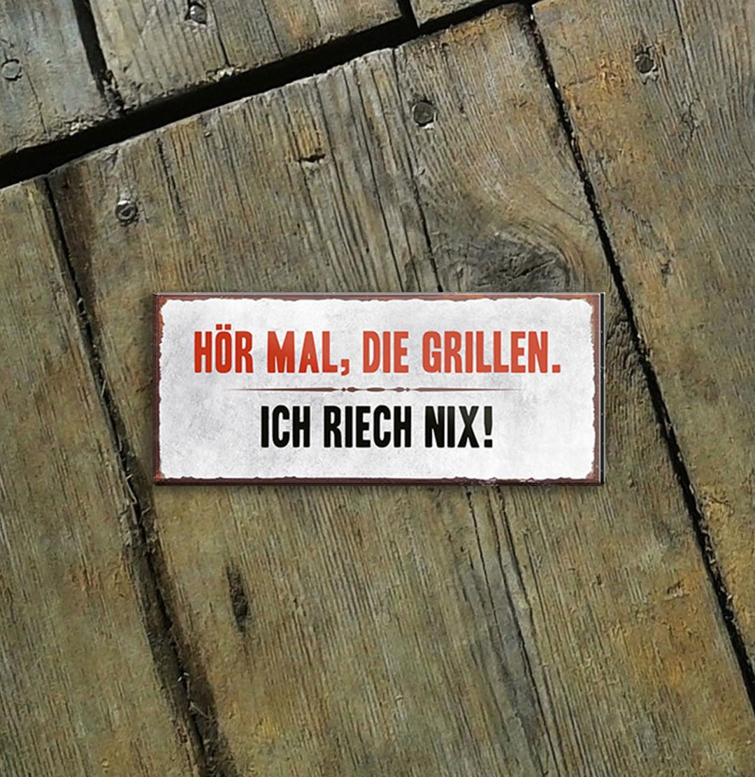 schilderkreis24 – Magnet Lustiger Grill Spruch “Hör mal, die Grillen.“ Deko Geschenkidee Mann Frau 9,3x4cm