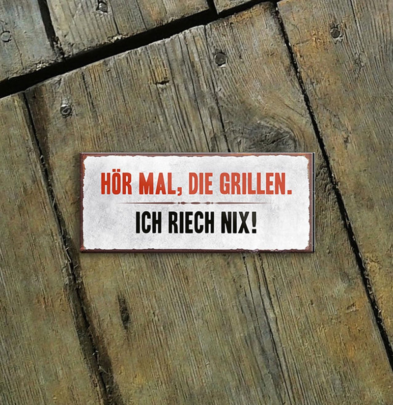 schilderkreis24 – Magnet Lustiger Grill Spruch “Hör mal, die Grillen.“ Deko Geschenkidee Mann Frau 9,3x4cm