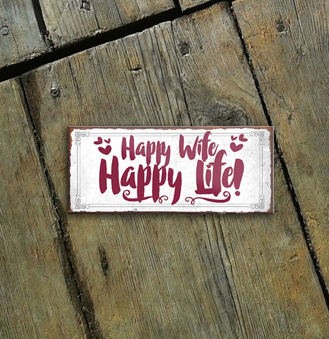 schilderkreis24 – Magnet Lustiger Spruch “Happy Wife Happy Life!“ Deko Geschenkidee Mann Frau 9,3x4cm