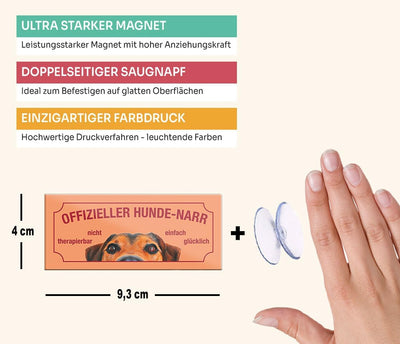 schilderkreis24 – Magnet Lustiger Spruch “Offizieller Hunde-narr“ Deko Geschenkidee Mann Frau 9,3x4cm