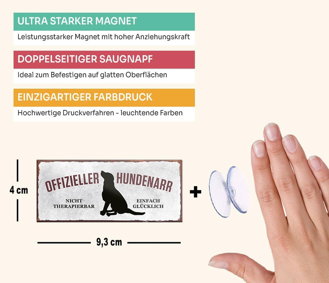 schilderkreis24 – Magnet Lustiger Spruch “Offizieller Hundenarr“ Deko Geschenkidee Mann Frau 9,3x4cm